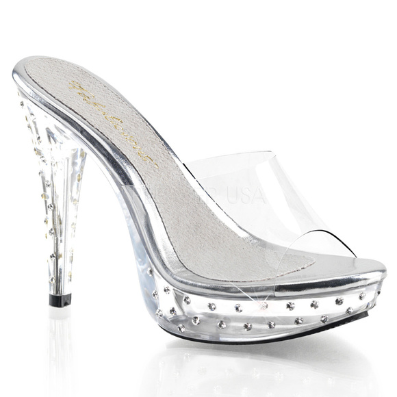 5 inch clear heels